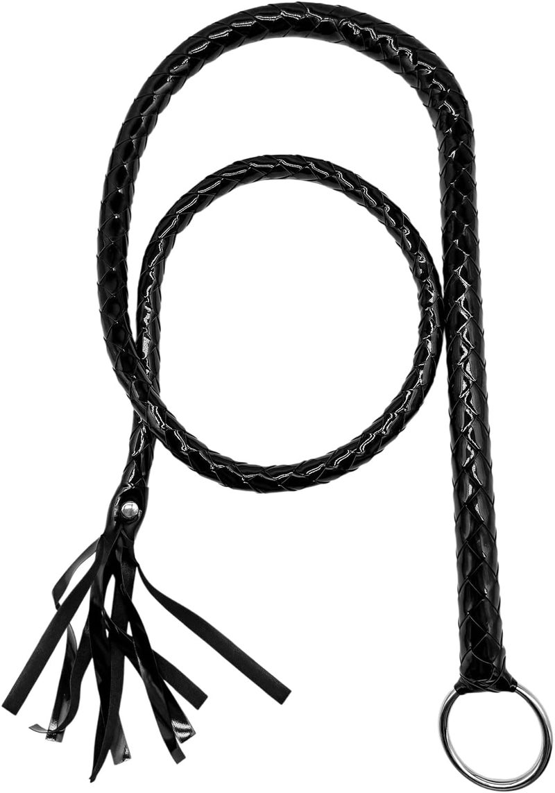 Stankey Up Faux Leather Black Whip Costume Whip Handmade Bullwhip, Whips for Stage Performance Racing Cosplay Costume Accessories,Whip Costume Accessory Horse Riding Crops Equestrianism - Image 1